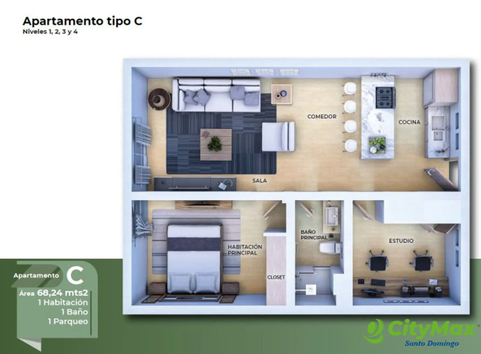 Apartamento de 1 Habitación en Venta Ciudad Las Canas - foto 15