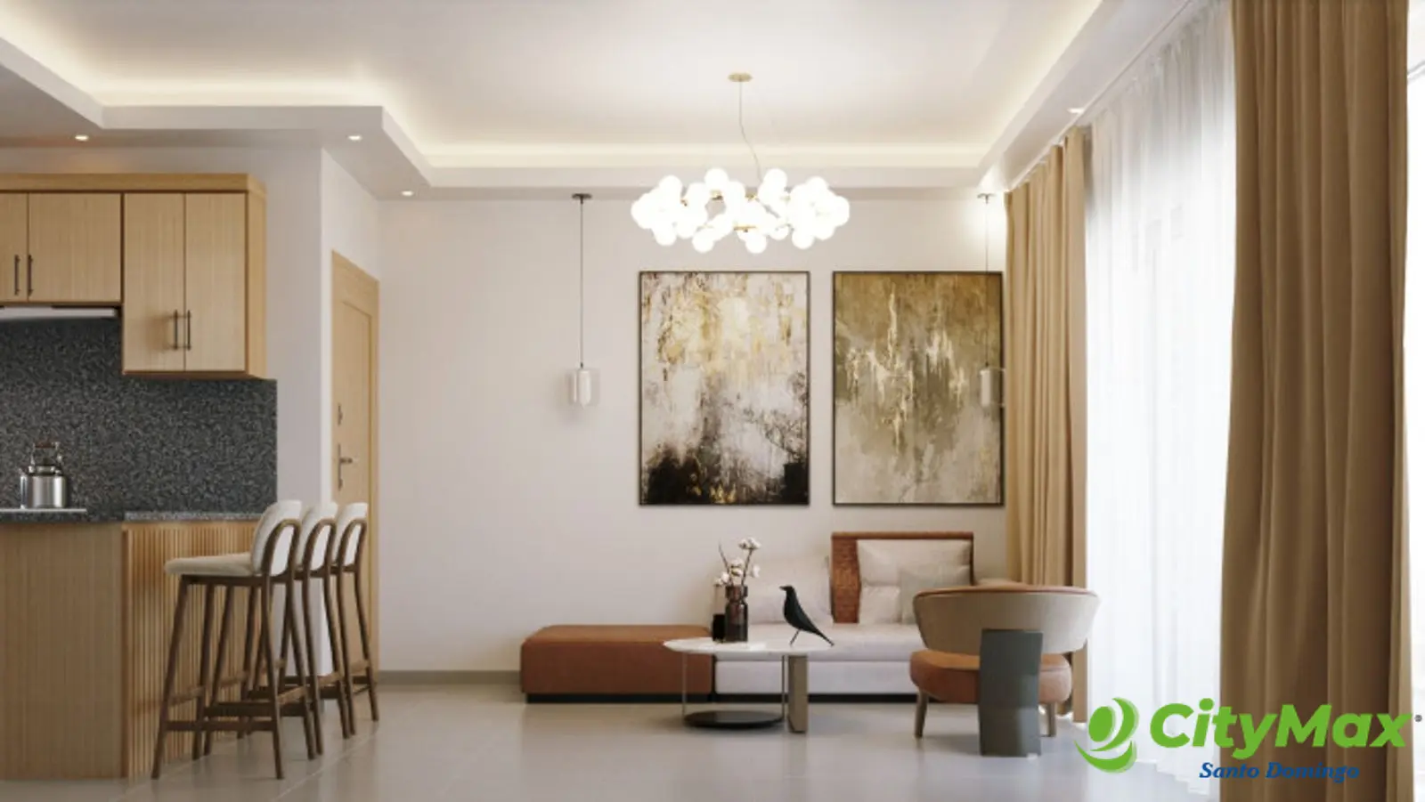 Apartamento en Venta de 2 Habitaciones, en Punta Cana. - Sala
