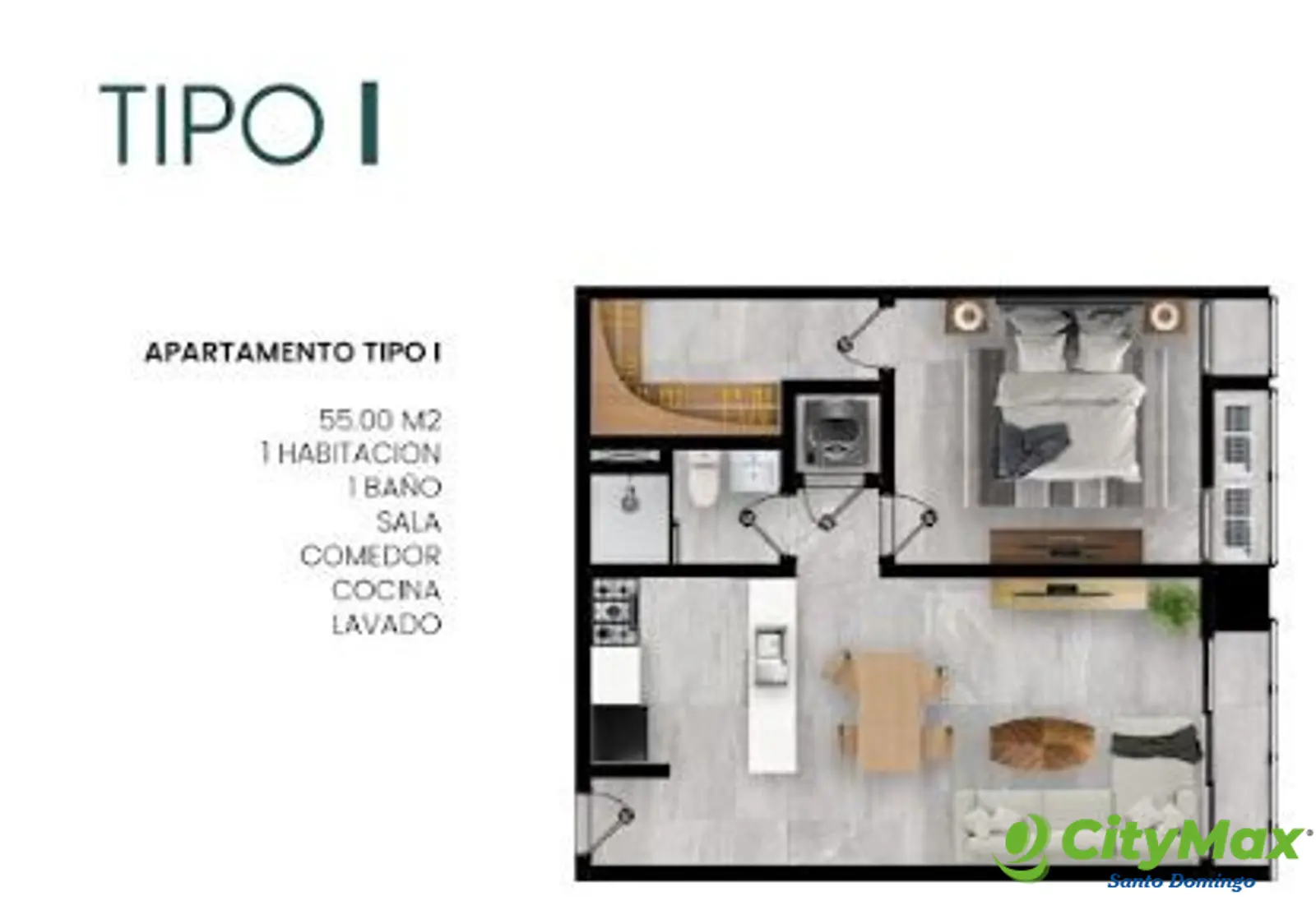 En Venta apartamento de 1 habitación en Distrito  - foto 2