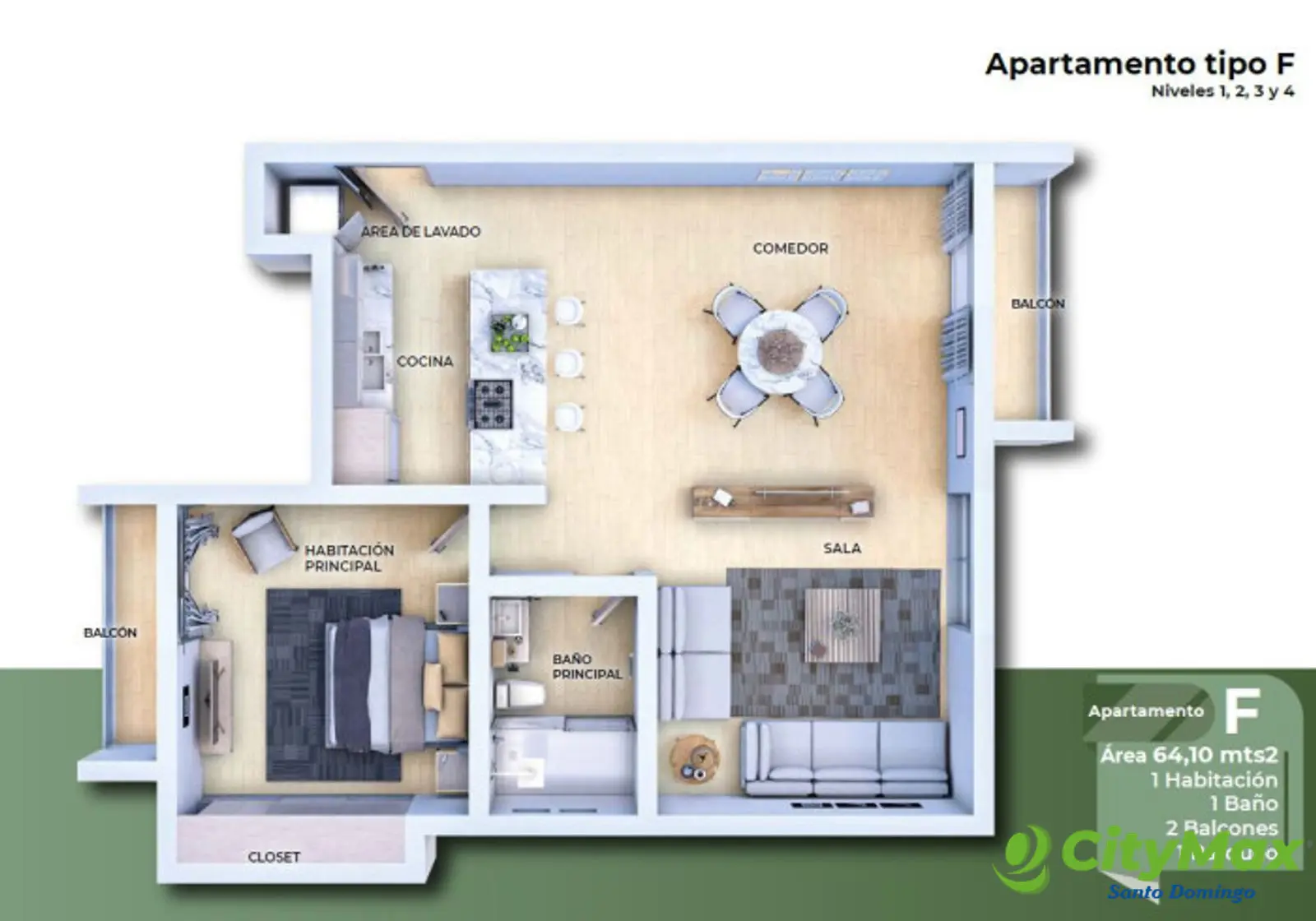 Apartamento de 1 Habitación en Venta Ciudad Las Canas - foto 18